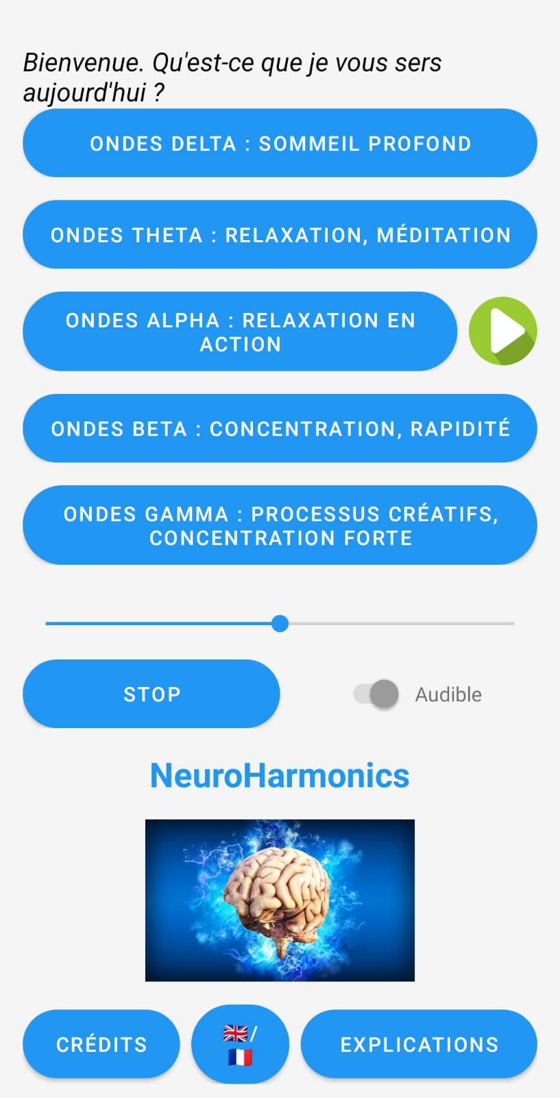 Capture d'écran de l'application